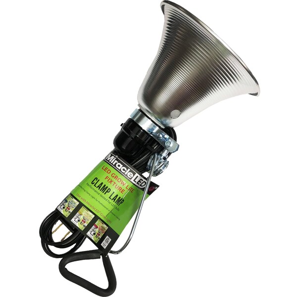 Clamp Lamp Grow Light Socket, Adjustable: E26 Bulb, 7 1/2 In Arm Lg, 6 Ft Cord Lg, 120 V, PK 12
